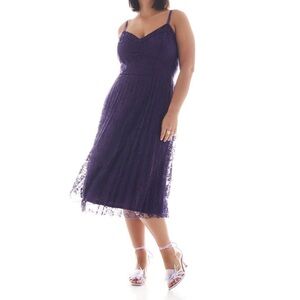 PENNINGTONS Purple Lace Midi Dress with Pleated Skirt Addition Elle fit & flare